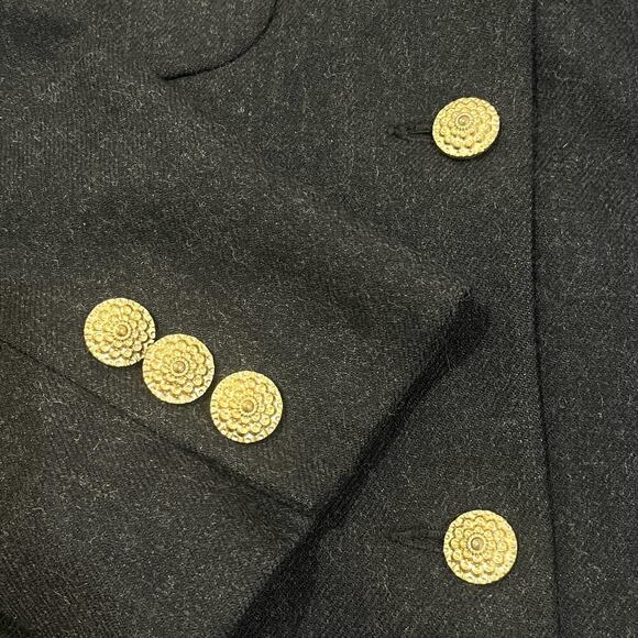 Vintage Saville Blazer Womens 10 Gray Wool Gold Button Made USA Structured 80s - Picture 6 of 10
